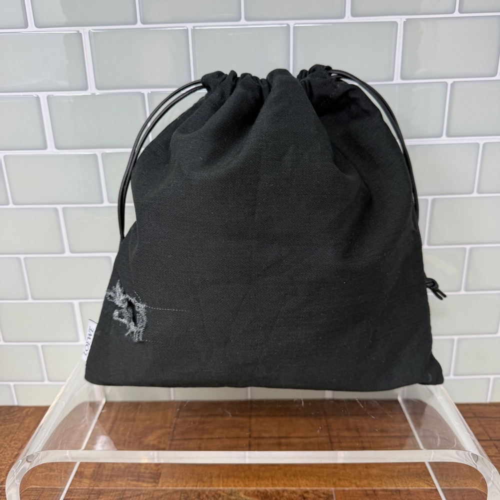LOEWE Black Canvas Yellow Floral Tulip Drawstring Pouch Bag FLAWED - Picture 3 of 16